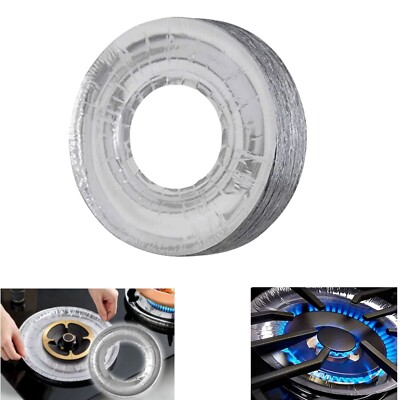 100Pack Disposable Gas Burner Liners 7.5''Aluminum Foil Round Stove Burner Covers