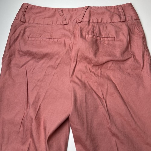 Apt 9 Side Slit Crop Linen Blend Pants Women Size 8 No Belt - Picture 10 of 11