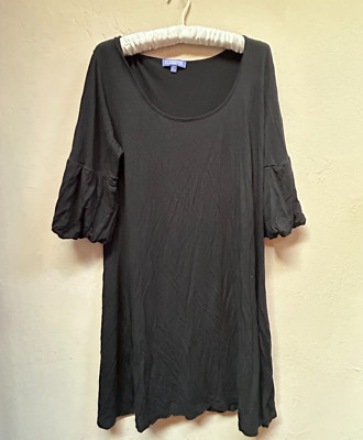 Vivienne Vivienne Tam Womens Medium Bell Sleeve Shift Dress Black Casual Stretch