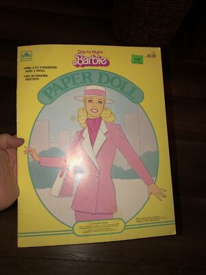 ORIGINAL Day-to-Night Barbie Paper Doll Uncut Golden 1985 Vintage Some Stains