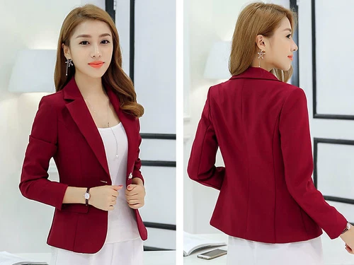 Business Freizeit Anzug Jacke Damen Formell Schmal Ein Knopf Langarm Blazer Mantel - Bild 11 von 17