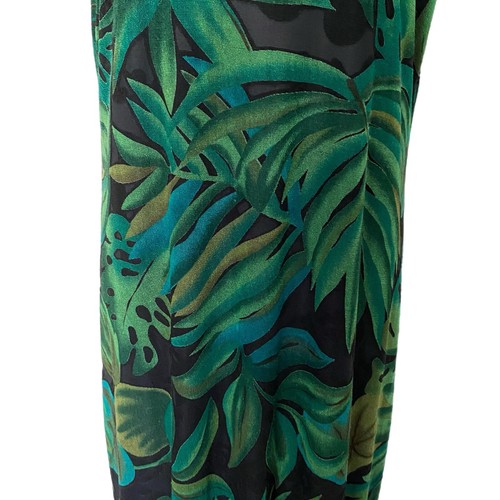 Vintage Carole Little Green schwarz Blumenmuster ärmellos gefüttert Maxikleid Größe Large - Bild 4 von 7
