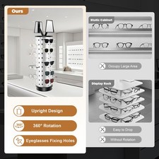 Sunglass Display Rack 360 Rotating Metal Glasses Stand Holder 44 Pairs W/Mirror