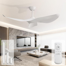 Modern No-Light Ceiling Fan with Remote, Quiet 6-Speed DC Motor for Indoor Use