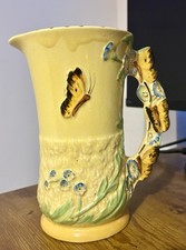 Burleigh Ware Butterfly Pitcher Jug Yellow Art Deco Pitcher Vase Vintage Retro