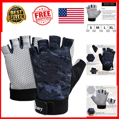 Fingerless UV Fishing Gloves UPF50+ Sun Protection Anti-Slip Kayak Paddle Hiking