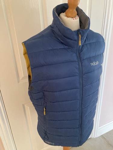RAB MENS BODYWARMER GILLET SIZE L ELECTRON VEST IN BLUE WITH YELLOW INNER - Picture 3 of 13