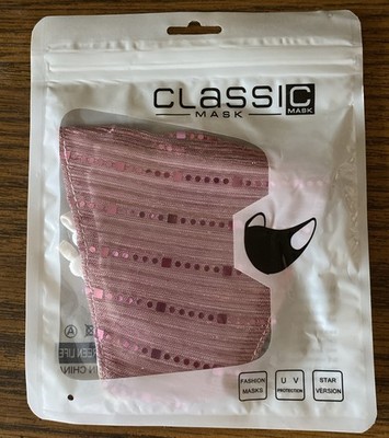 PINK Glitter Women Face Masks Cloth Reusable Washable Classic Mask