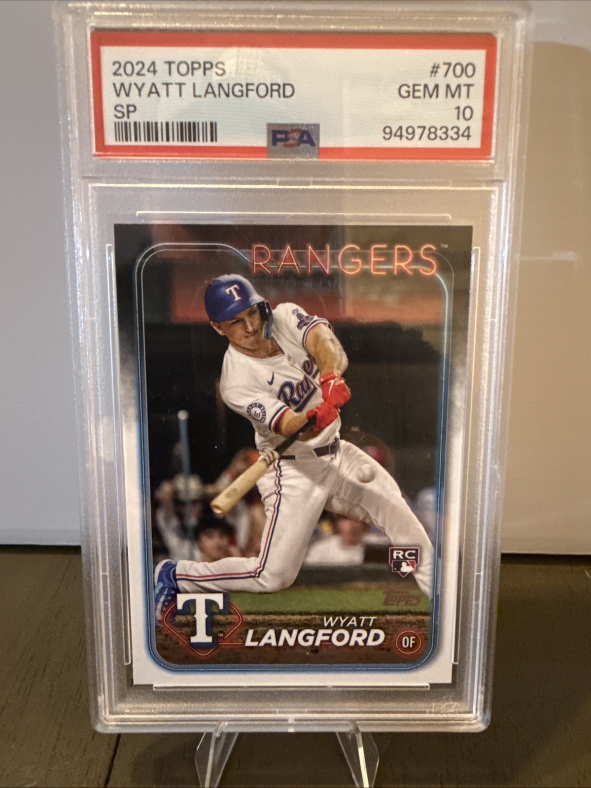 2024 Topps Wyatt Langford SP #700 RC PSA 10 Gem Mint Rangers