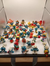 Massive Vintage Lot Of 55 Smurfs Schleidh Peyo Bag