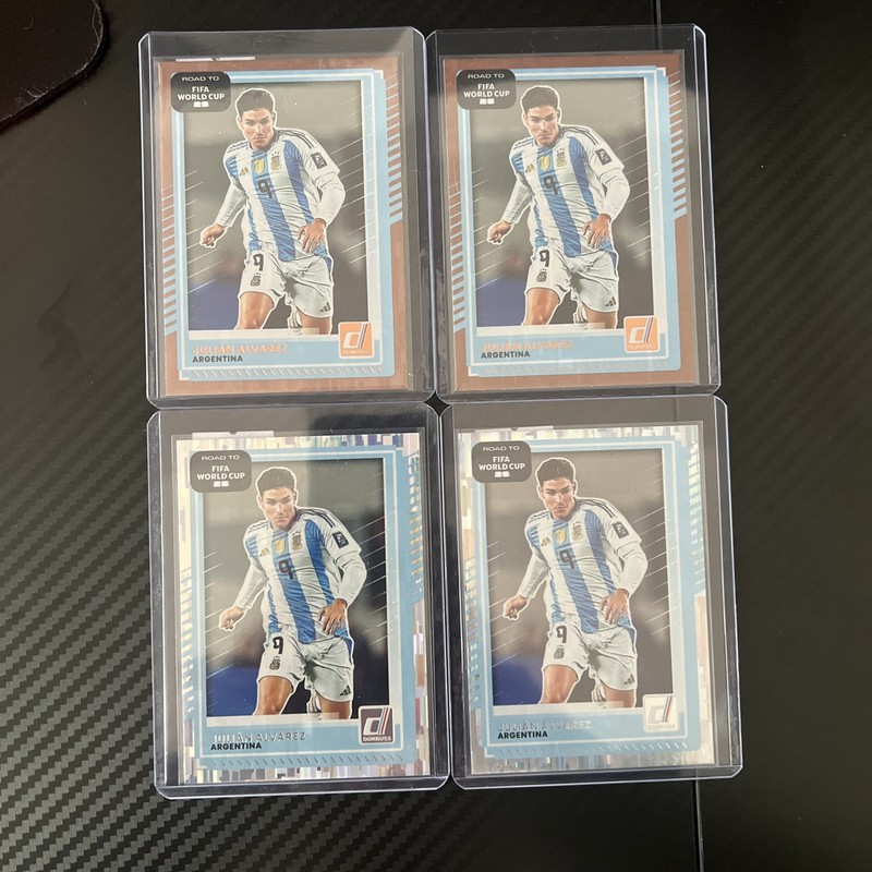 Julian Alvarez 17 card lot! 13 base/optic cards and 4 foils (silver/bronze)!