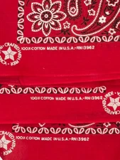 Vintage Bandana Lot Of 12 Red Paisley USA RN13962 100% Cotton Deadstock 1 Dozen