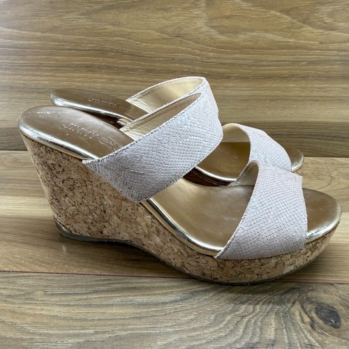Jimmy Choo Snake Print Cork Wedge Sandals 8 EU 38 Boho Vacation Resort Travel
