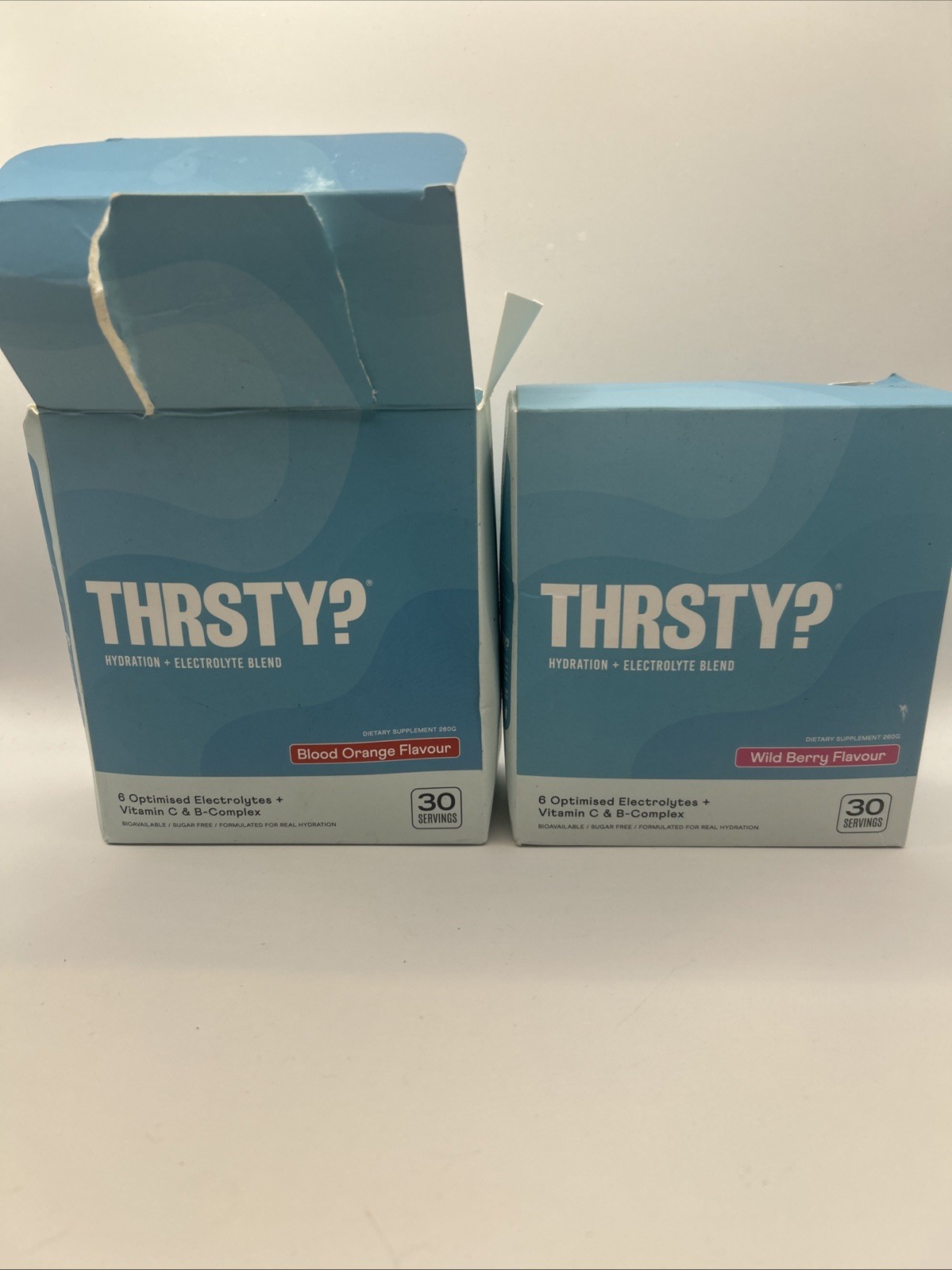 x2 THRSTY ELECTROLYTES Blood Orange & Wild Berry x 30 Hydration Sachets Exp 27