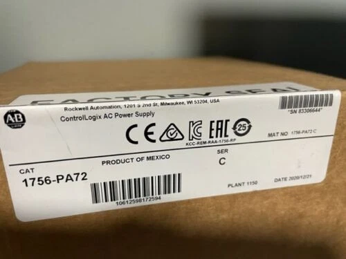 1PCS New Factory Sealed AB 1756-PA72 SER C ControlLogix AC Power Supply 1756PA72 - Image 2 of 2