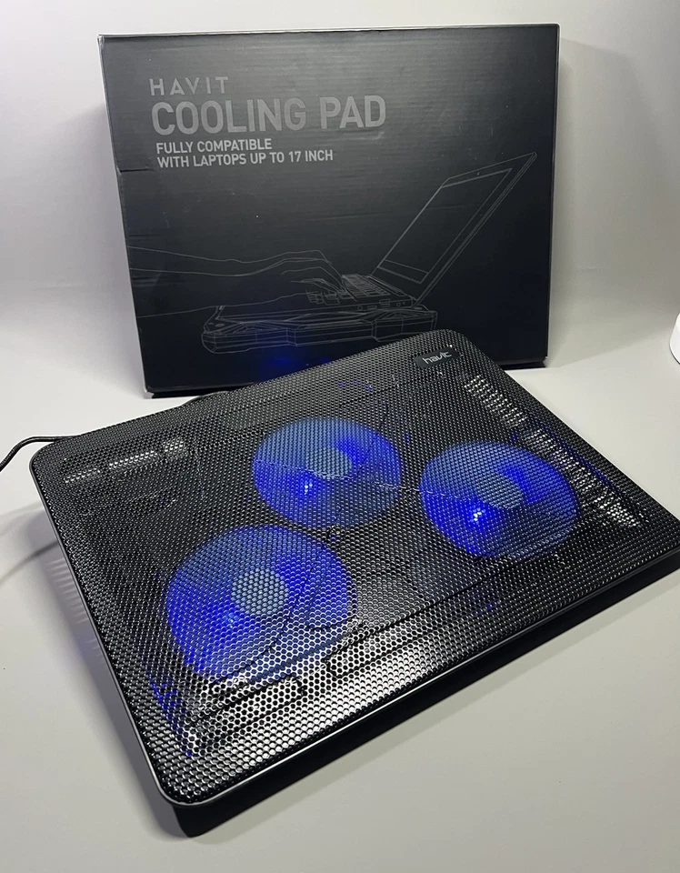 Gaming Laptop Cooler Fan Cooling Pad Riser Metal Stand Fits 12 - 17 inch Laptops - Image 1 of 4