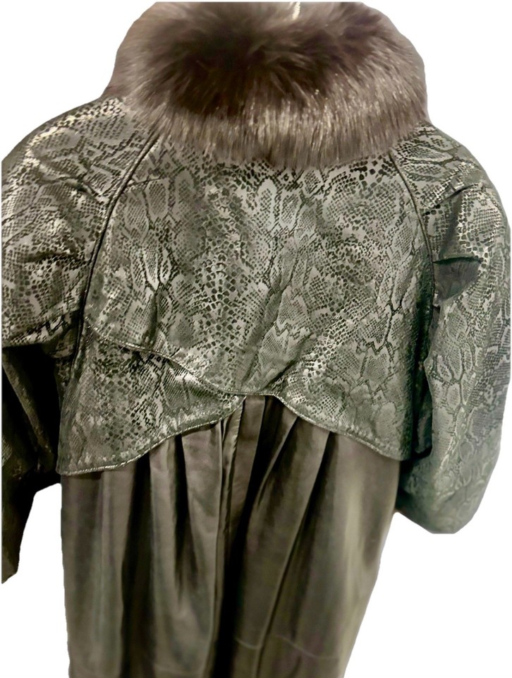 Vintage J. Percy for Marvin Richards Black Leather Snakeskin Fox Fur ...
