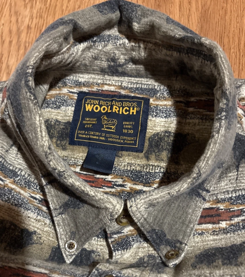 Woolrich Moose, Deer, Bear Heavy Flannel Button-Up Shirt Men's 3XL Southwest - Image 4 of 4