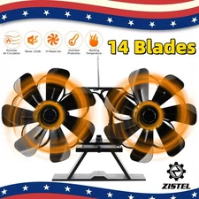 14 Blades Fireplace Fan Heat Powered Home Stove Fan Non-electric Fuel Saving Eco
