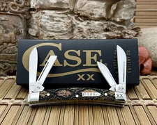Case XX USA Antique Bone Diamondback Snake Skin 1/500 Small Congress Knife
