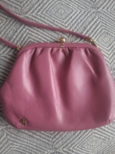 Jane Shilton Vintage Leather Hot Pink Shoulder Clatch Bag