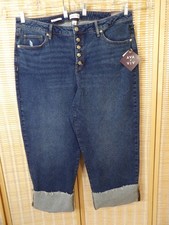 Womens Ava  Viv Size 20R High-Rise Straight Hip  Thigh Cuffed Blue Denim Jeans