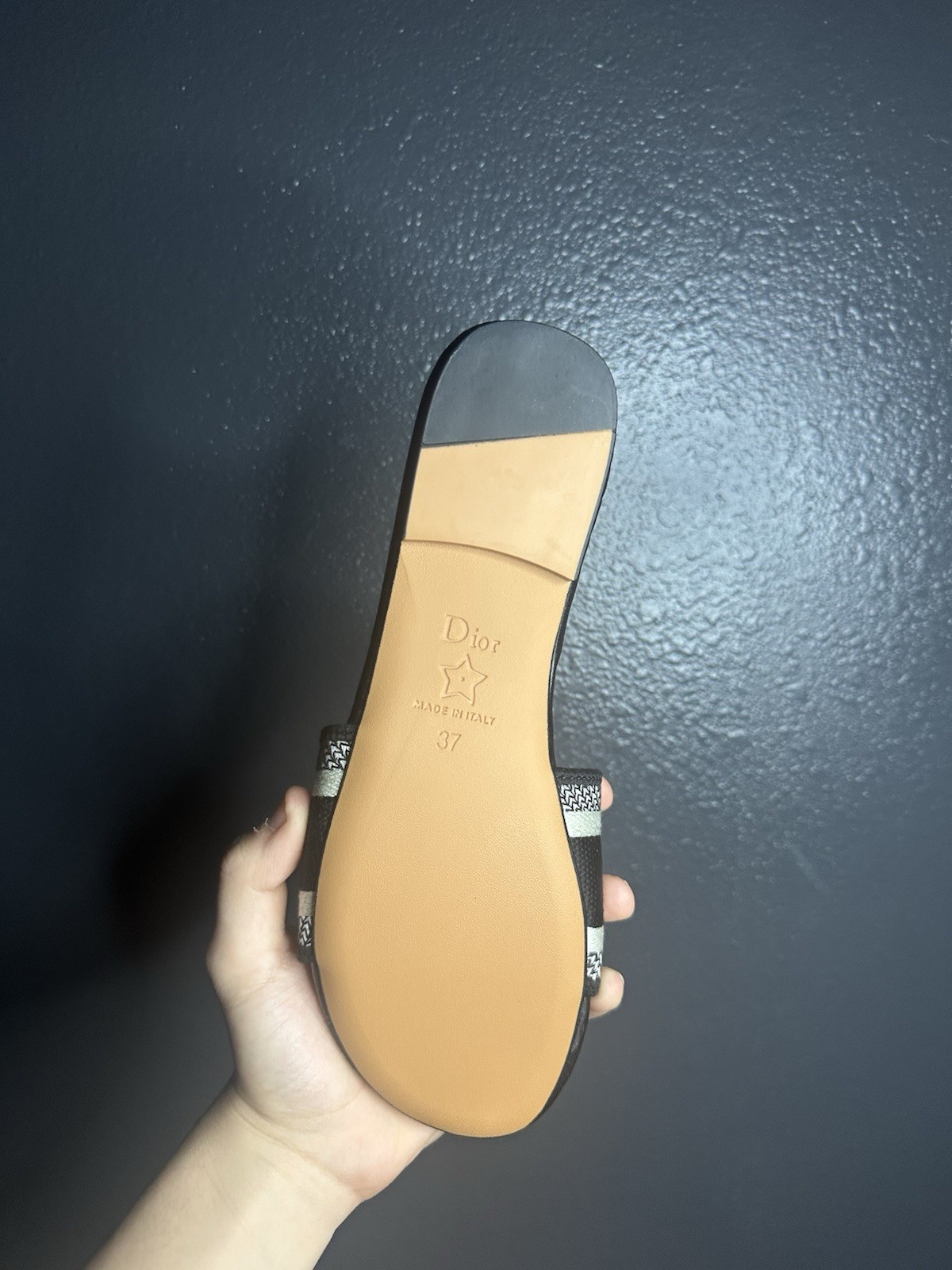 Christian Dior Logo Embroidered Slip-On Slide Sandals Black Beige EU 37 Women thumbnail 2