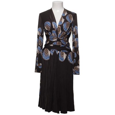 Issa London, Kleid, Größe: M, Schwarz/Blau/Beige, Seide, Print, Damen #SO0