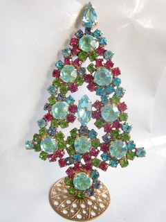 RHINESTONE BEAUTIFUL CZECH HANDMADE CHRISTMAS TREE DECORATION STANDING T127