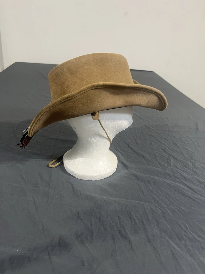 Sombrero de cuero Outback Traiding Company Warwick 13016 tostado con etiquetas  Foto 4 de 4
