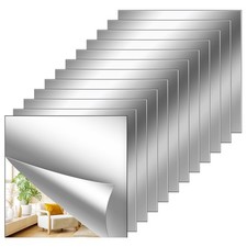 12Pack Acrylic Flexible Mirror Sheets,12x12 Inch Self-Adhesive Mirror Tiles