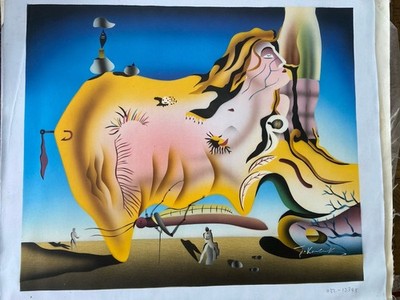 1990 s ORIGINAL GICLEE ON CANVAS ART PAINTING DALI GREAT MASTURBATOR SIGNED