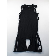 2XU Trisuit Men XL Black Sleeveless Triathlon Suit Padded Compression Half Zip