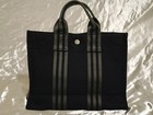 Hermes Black & Grey Canvas Handbag / Tote
