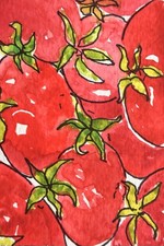 Quadro acquerello originale firmato ACEO di pomodori app 2,5x3"