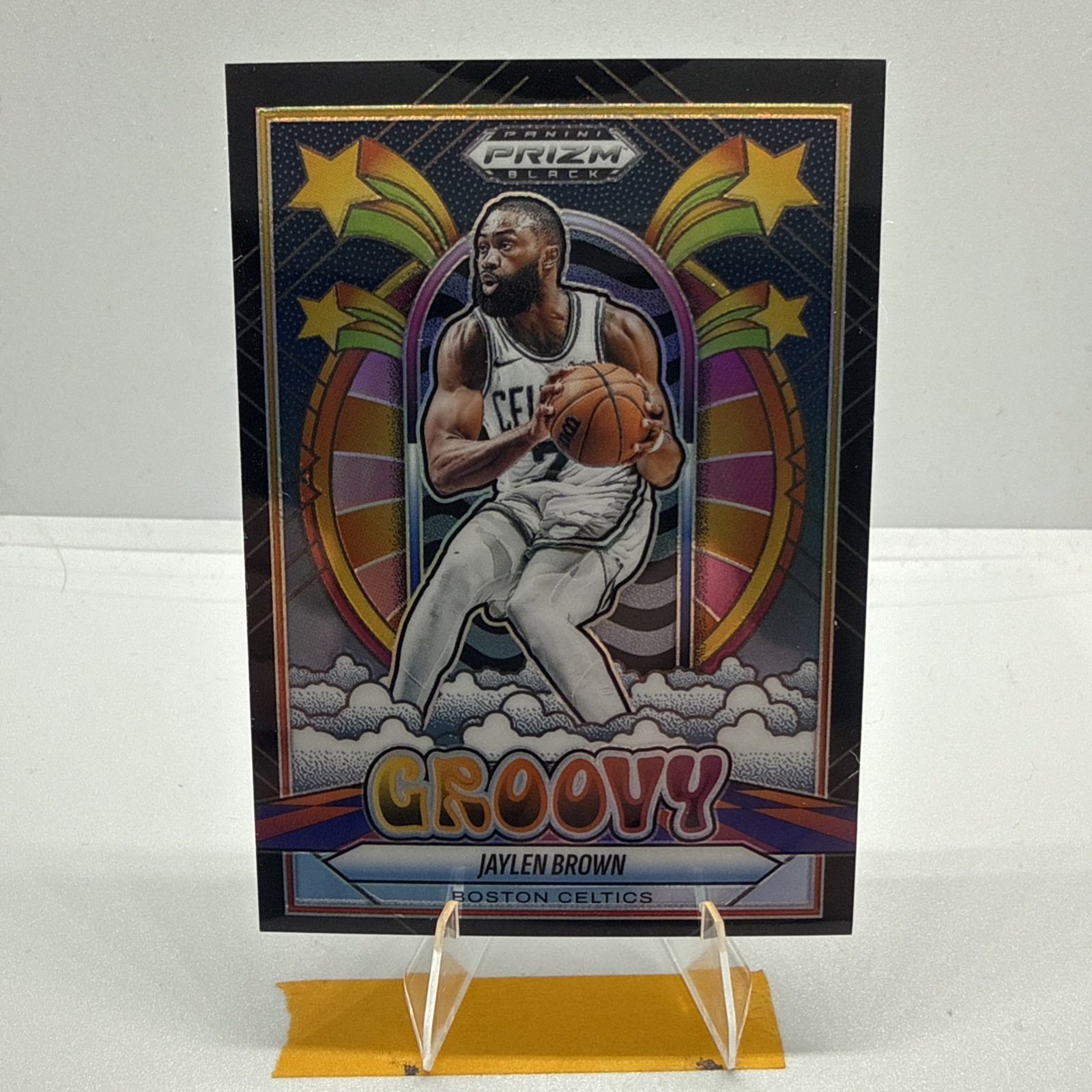 2024-25 Prizm Black #2 Jaylen Brown Groovy Prizm Case Hit SSP Boston Celtics
