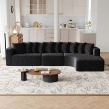 Modern Chenille Cloud Sofa Set w/10 Pillows, L-Shaped Right Chaise