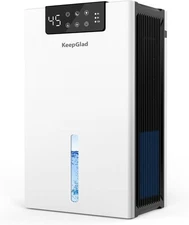 KeepGlad Smart Dehumidifier Tower White Digital Display Quiet Water Window