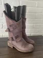 Coolway Electric Alida Moto Tan Buckle Riding Leather Zipper Women's Boots 36