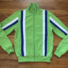 Ben Sherman Track Jacket Mens Size L Green White Blue Full Zip Retro Block C24