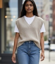 Banana Republic Women’sItalian Wool Cropped Relaxed Sweater Best Neutral Beige L