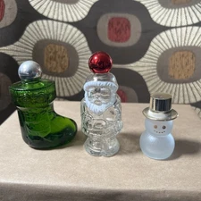 Vintage AVON Perfume Bottles Chrismas Stocking Santa & Snowman