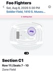 Foo Fighters Tour (4) Tickets Soldier Field Chicago Aug 8 2026 Floor C1 11th Row — photo 3