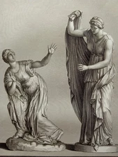 Two Daughters of Niobe Trojan Supplicant Poet 1819 Copper Engraving by Godefroy