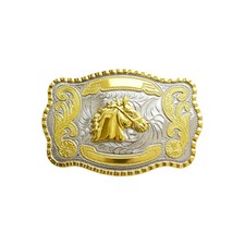 1 1/2" Big Gold Horse Head Western Belt Buckle - Style 2. 5 1/2" x 3 7/8".