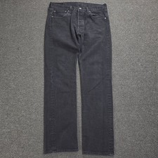Levis 501 Original Fit Jeans Mens 34x32 Black Straight Leg Denim Button Fly 3977