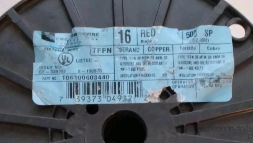 FIXTURE WIRE 16 AWG RED STRANDED COOPER TFFN 600V 500FT SPOOL  ENCORE WIRE - NEW - Image 3 of 4