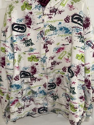 Vintage Y2K Ecko Unlimited All Over Print Graffiti Hoodie Size 2XL Sweatshirt