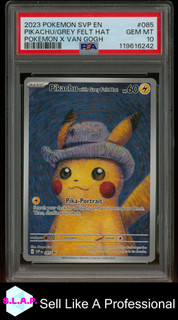 CAPPELLO PIKACHU GRIGIO FELTRO POKEMON X VAN GOGH 2023 SVP INGLESE PSA 10