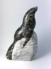 Soapstone Seal 6" Figurine Hand Carved by Inuit Artist R. Powers